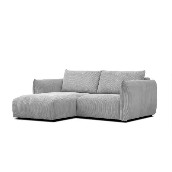 Canapé d’angle gauche 3 places tissu gris clair