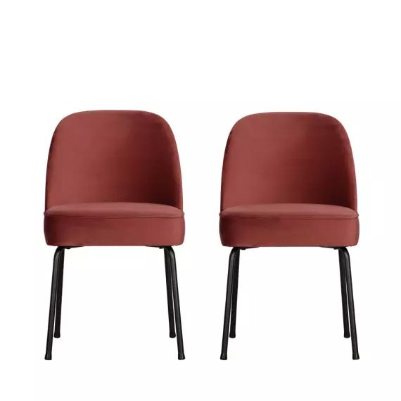 Vogue – Lot de 2 chaises design en velours – Couleur – Grenat