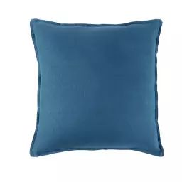 Coussin en lin lavé bleu paon 45×45, OEKO-TEX®