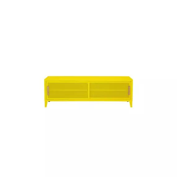 Buffet B perforé en Métal, Chêne – Couleur Jaune – 120 x 40 x 51 cm – Designer Chantal Andriot