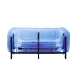 Canapé cadre aluminium assise thermoplastique bleu crystal