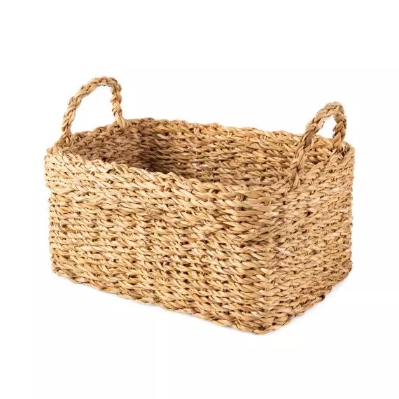 Panier De Rangement Tressé Marron - Multifonction Cuisine - Pour Fruits, Snacks, Légumes - Plastique Facile à Nettoyer