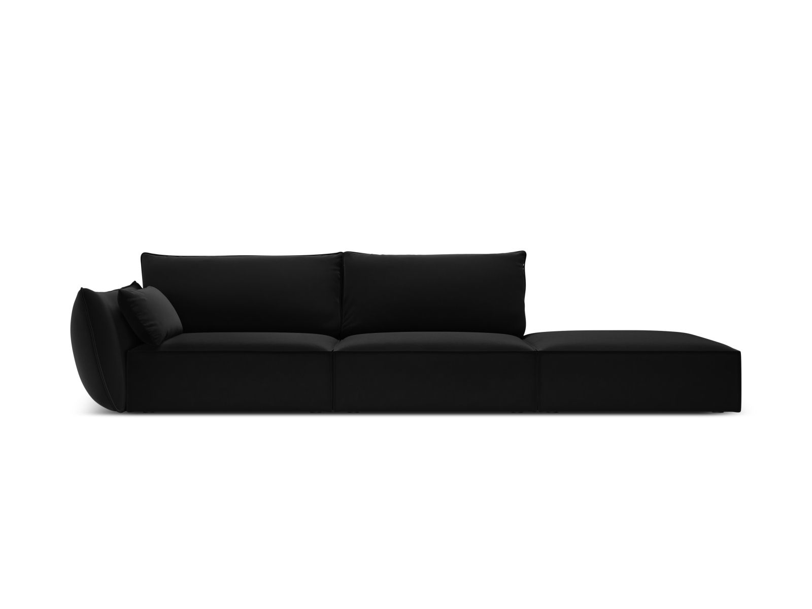 Canapé droit 4 places en tissu velours noir