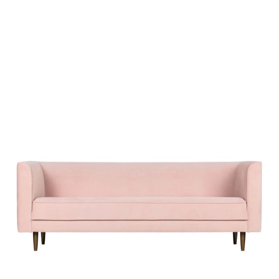 Canapé 3 places en velours rose pastel