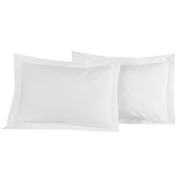 Lot de 2 taies d&rsquo;oreiller unie percale e Blanc 50×70