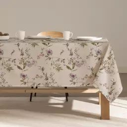 Nappe en lin antitâche imprimée floral verde 140×300 cm