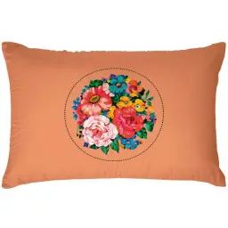 Housse de coussin extérieur fleuri orange 40×60