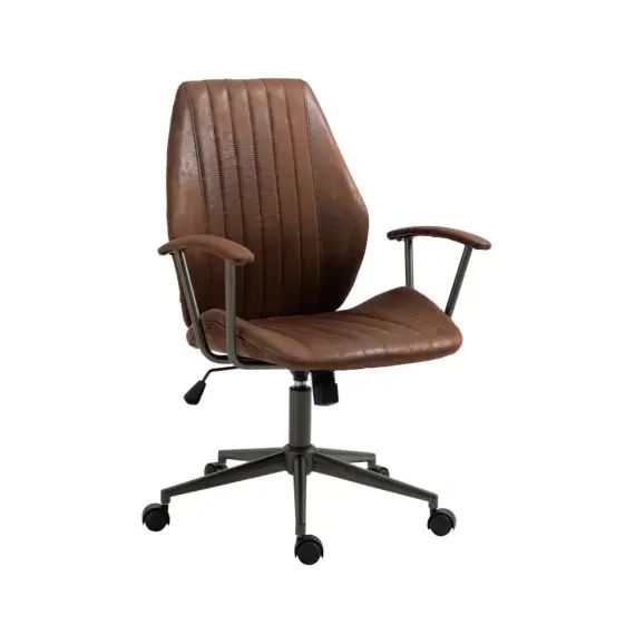 Chaise bureau Simili Réglable pivotante en similicuir Cognac