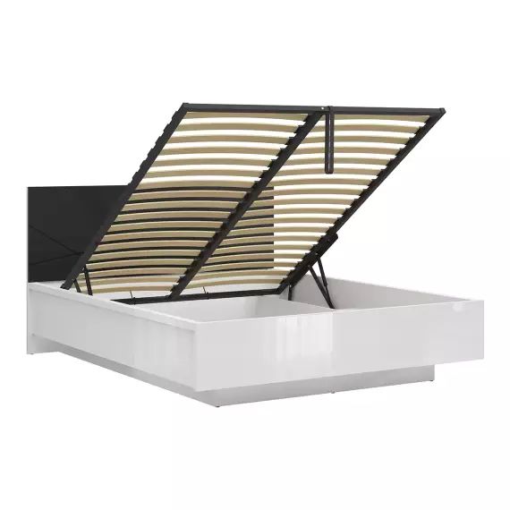 Lit coffre 160×200 sommier inclus noir et blanc