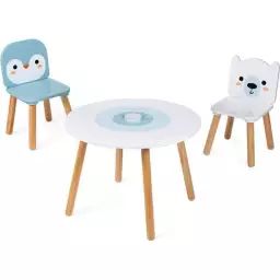 Table et chaises en bois – JANOD – Dès 3 Ans – Banquise blanc