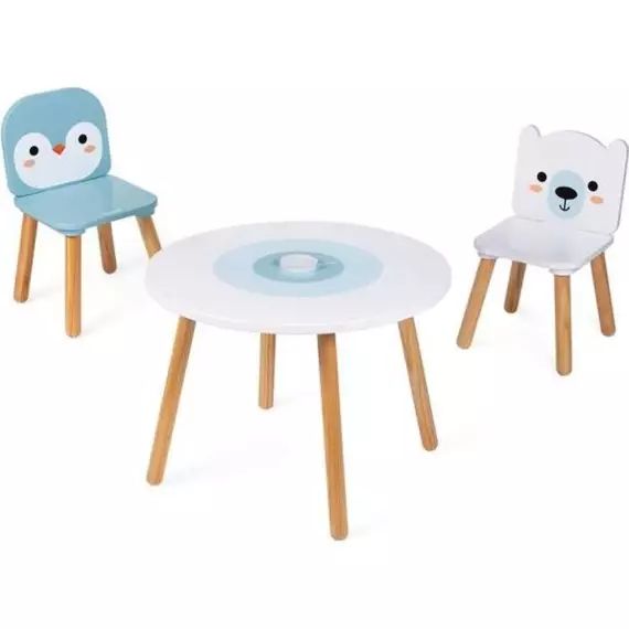 Table et chaises en bois – JANOD – Dès 3 Ans – Banquise blanc