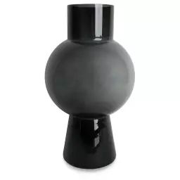 Vase rond noir verre D17cm