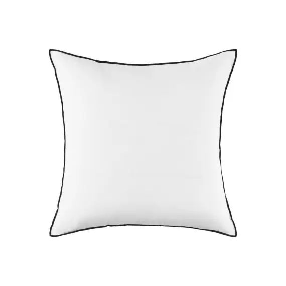 Housse de coussin 50×50 cm Blanc pur et bourdon noir  en Lin