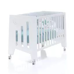 Lit bébé – bureau (2en1) 60×120 cm en blanc