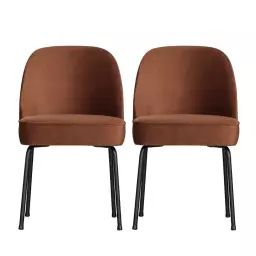 Vogue – Lot de 2 chaises design en velours – Couleur – Rouille