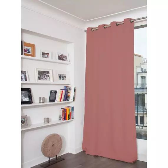 Rideau occultant total velours rose 135 x 260