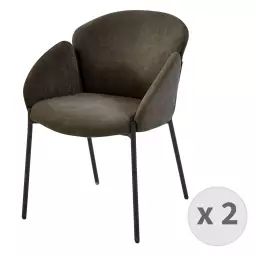 Chaise en tissu chevrons Taupe et pieds métal noir (x2)