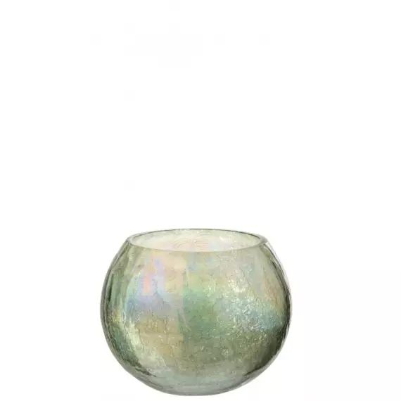 Photophore boule craquelé verre effet perle vert D15cm