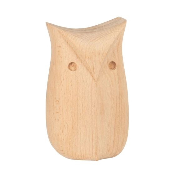 Statuette chouette en bois de hêtre H15