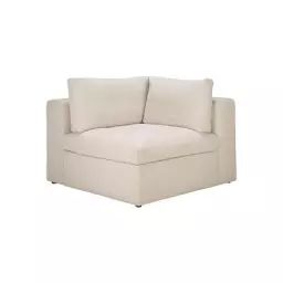 Canapé modulable Mellow en Tissu, Mousse à mémoire de forme – Couleur Blanc – 103 x 103 x 63 cm