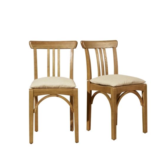 Lot de 2 chaises bistrot en chêne Chêne naturel clair
