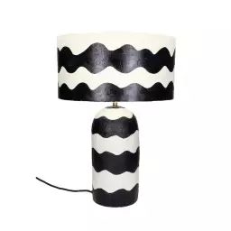 Mundaka – Lampe à poser en papier ø35cm – Couleur – Noir et blanc