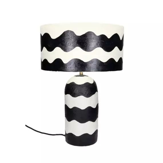 Mundaka – Lampe à poser en papier ø35cm – Couleur – Noir et blanc