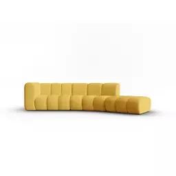 Canapé droit 5 places en tissu chenille jaune