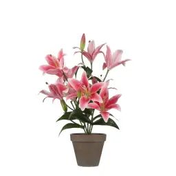 Lis tigré plante artificielle fuchsia en pot H47