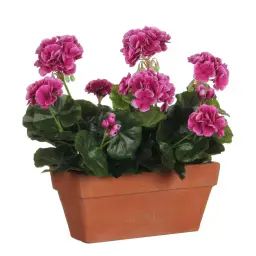 Géranium artificielle violet en jardinière H40