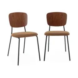 Lot de 2 chaises bouclette texturée moutarde