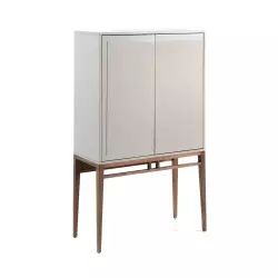 Vitrine MDF brillant RAL7044 et placage noyer scandinave