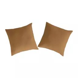 2 Taies d’oreiller en percale de coton 65×65 cm marron