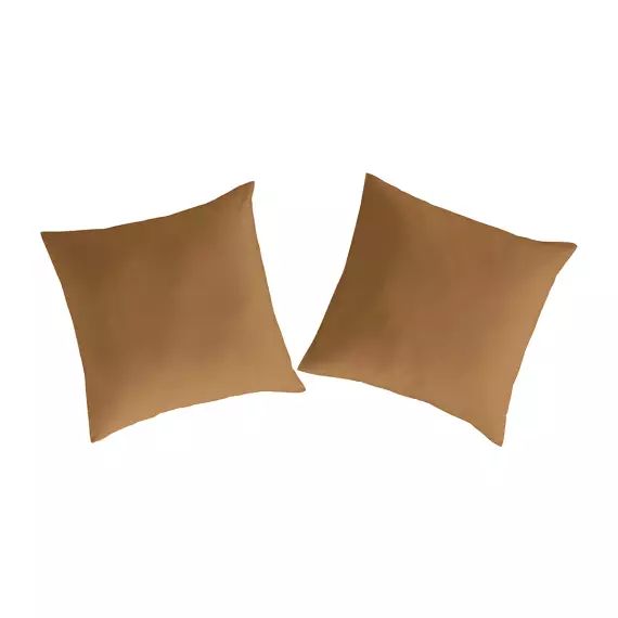 2 Taies d’oreiller en percale de coton 65×65 cm marron