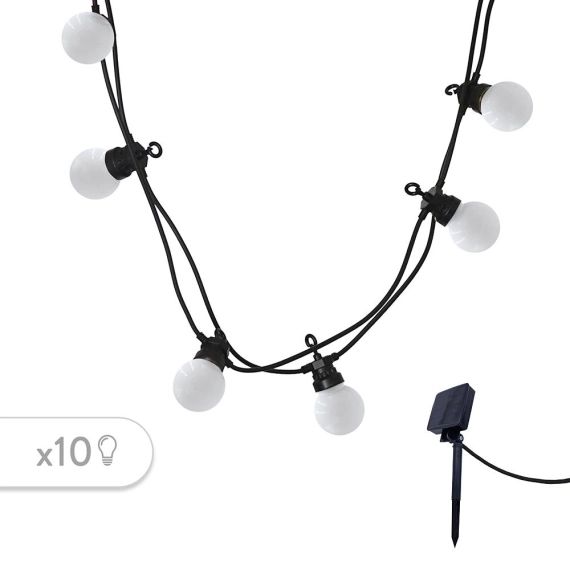 Guirlande solaire 10 globes Plastique Blanc5.7M