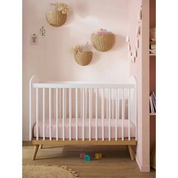 Lit bébé  scandinave à barreaux LIGNE CONFETTI blanc