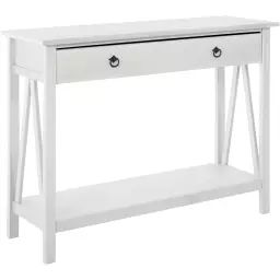 Table console avec 1 tiroir en pin blanc