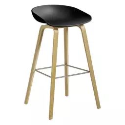 Tabouret de bar About a stool en Plastique, Chêne laqué – Couleur Noir – 50 x 46 x 85 cm – Designer Hee Welling