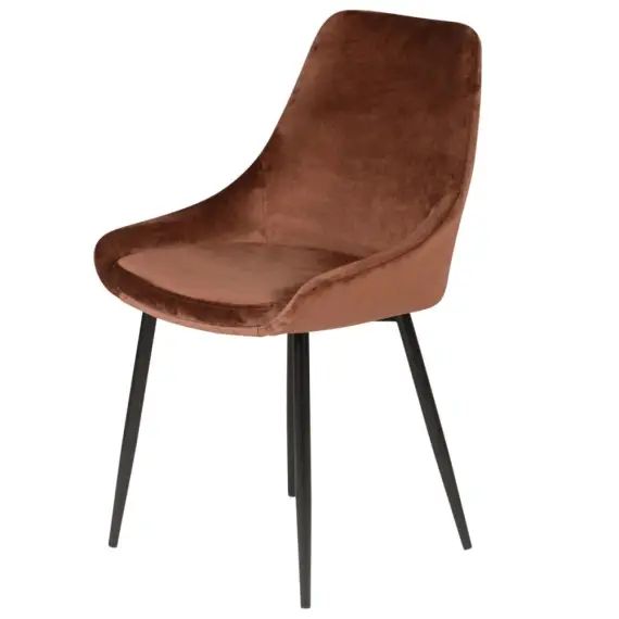 Chaise en velours marron pieds métal