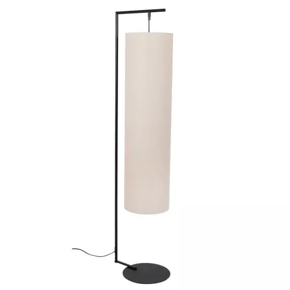 Lampadaire en métal noir et abat-jour beige H151