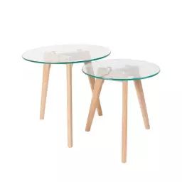 Bror – 2 tables basses scandinaves verre et chêne