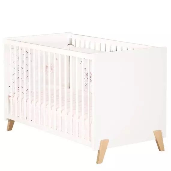 Lit bébé 120 x 60 en bois blanc blanc