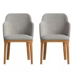 2 Chaises avec tissu fabriqué à la main en couleur gris