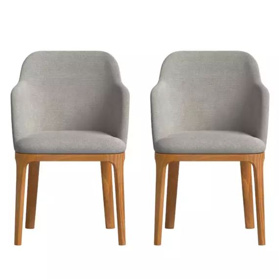 2 Chaises avec tissu fabriqué à la main en couleur gris