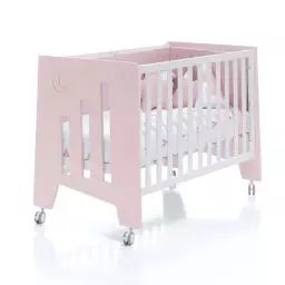 Lit bébé – bureau (2en1) 60×120 cm en rose