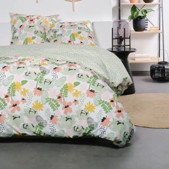 Parure de lit en Coton Vert 240×220 cm