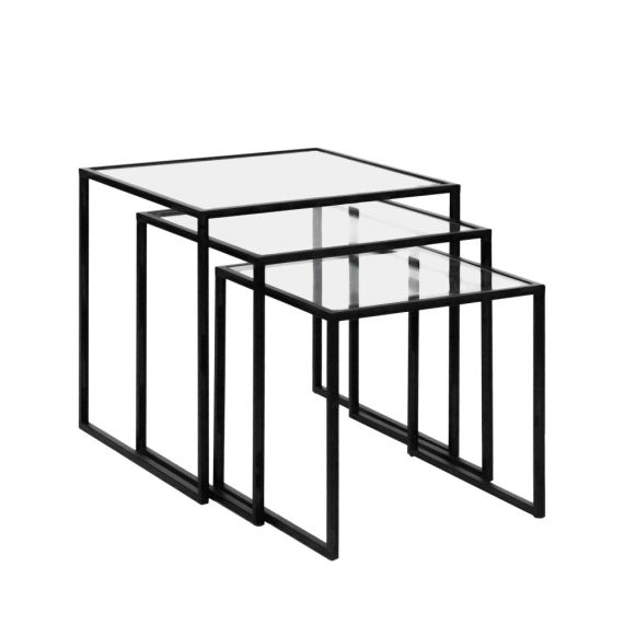 Eszential – Lot de 3 tables d’appoint en verre et métal