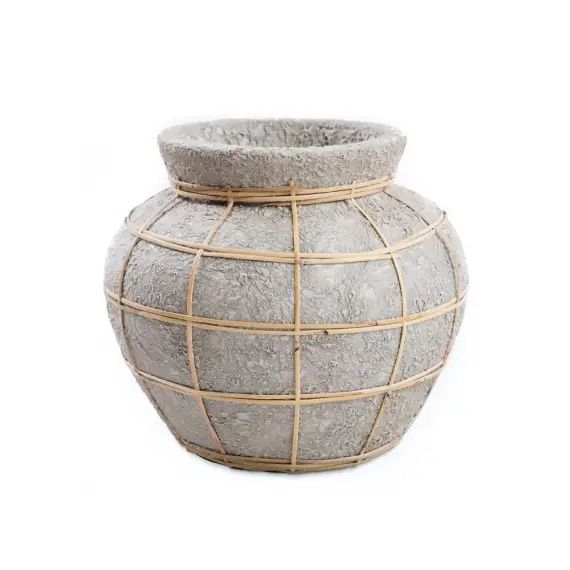 Vase en terre cuite gris naturel H23