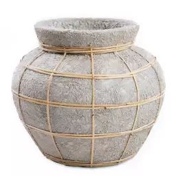 Vase en terre cuite gris naturel H23