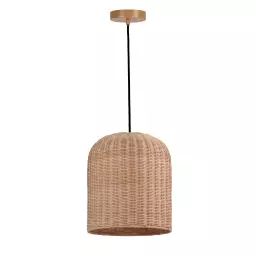 Suspension en rotin 30cm avec câble noir